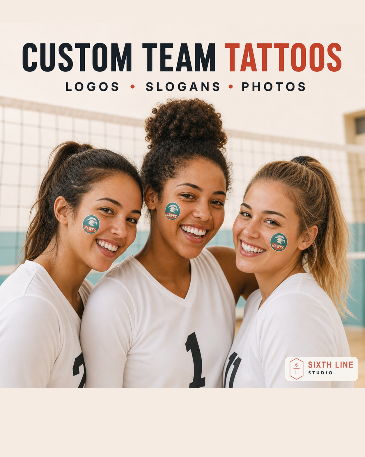 Custom team logo temporary tattoos for a sports celebration